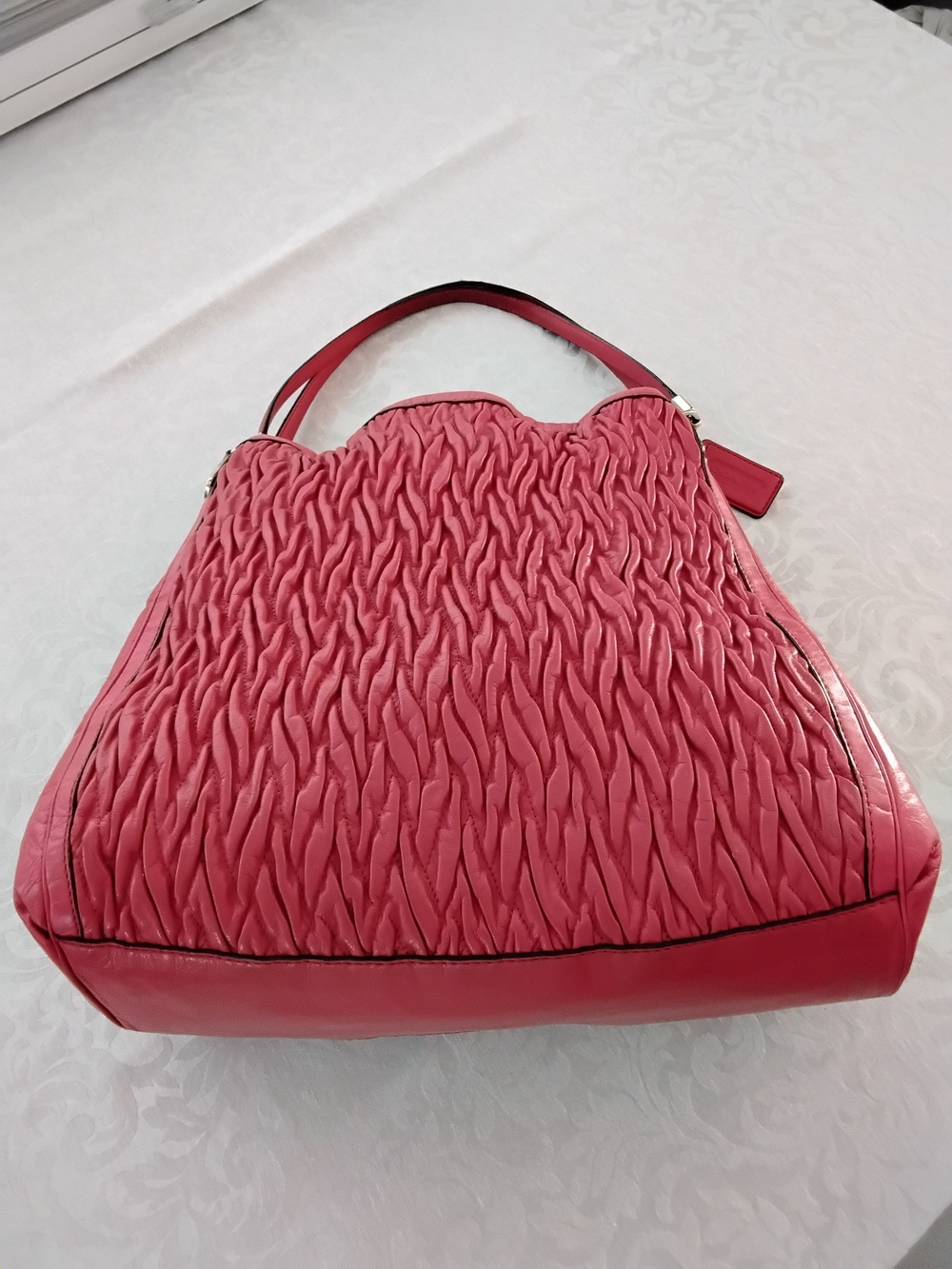 Coach Madison Coral Ruched Gathered Twist Leather Hobo Style D1382-25260 - Picture 3 of 11